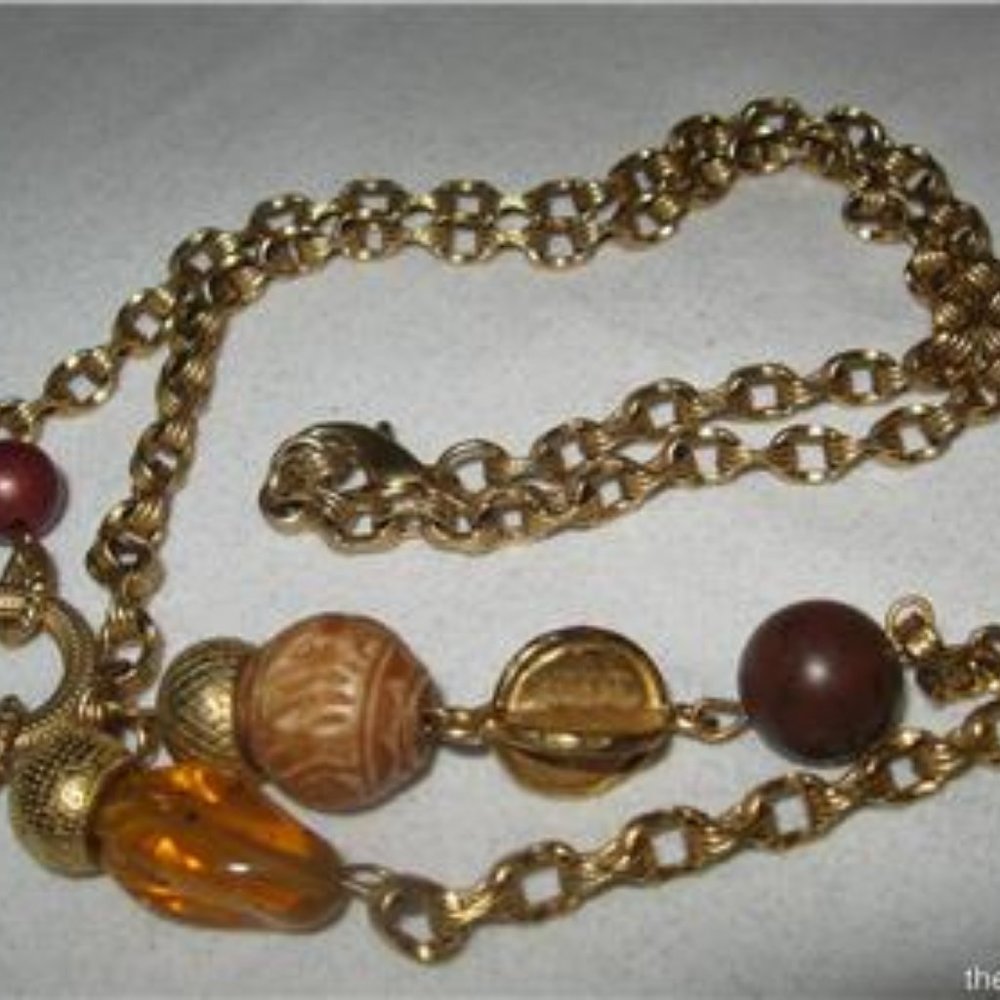 30" Gold Ring Open Link Chain Necklace~Carved Brow - Picture 5 of 5